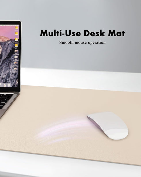 YSAGi Double-Sided Desk Pad, 35.4"x17" Leather Desk Mat, Waterproof Desk Blotter for Office/Home (Beige/Cork)
