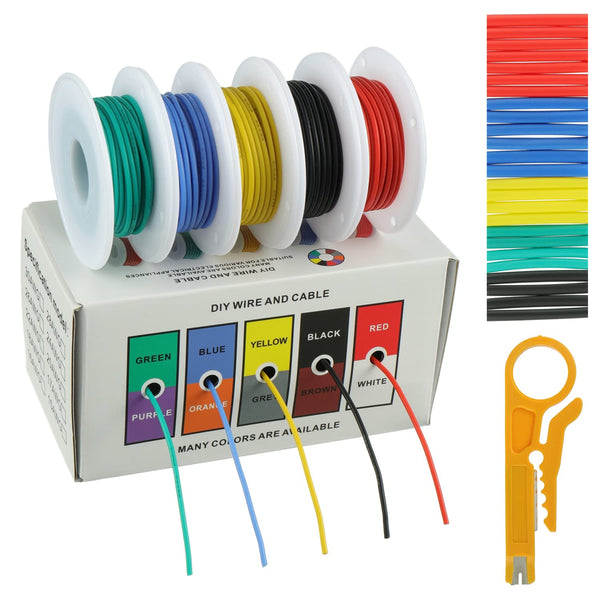 BOJACK 22 AWG Flexible Silicone Wire Electric Wire Hook up Wire Kit 300V