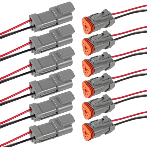 AITRIP 6 Kit 3Pin Way Electrical Wire Connector, 3Way DT Automotive Waterproof Male Female Plug for Car