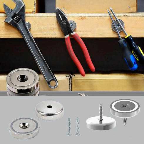90LBS N52 Countersunk 1.00" 10 Pack, Neodymium Cup Magnets with Hole, Diameter - Rare Earth Pot Magnets, Mounting