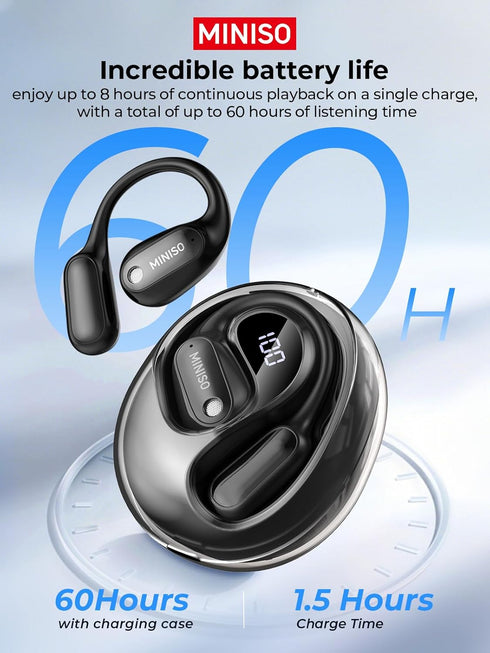 MS190 135 6.0, 60Hrs MINISO Language Translator Earbuds, AI Translation Earbuds Real Time with Languages, Bluetooth LED