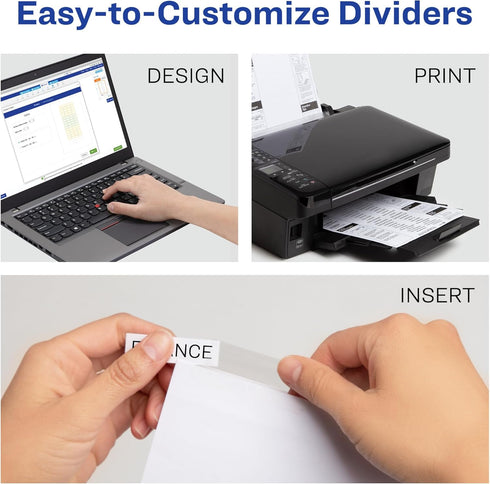 Avery Extra-Wide Big Tab Insertable Dividers for 3 Ring Binders - 5 Tab Sets, White Paper, Clear Tabs, 6 Sets (41121)