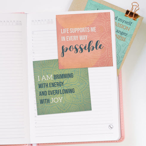 Positive Daily Affirmations Sticky Pad, 3.75" x 3.75", 365 Unique Designs for Self Care Notes Made in The USA