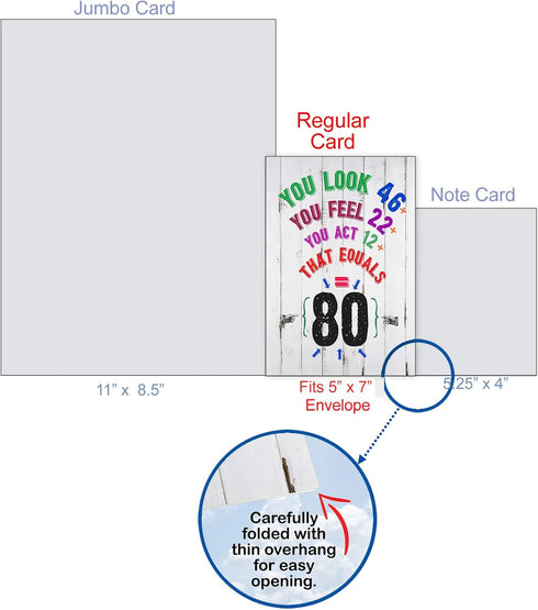 NobleWorks 80th Happy Birthday Card Funny - 80 Year Old Celebration, Milestone Humor Card for Grandparents