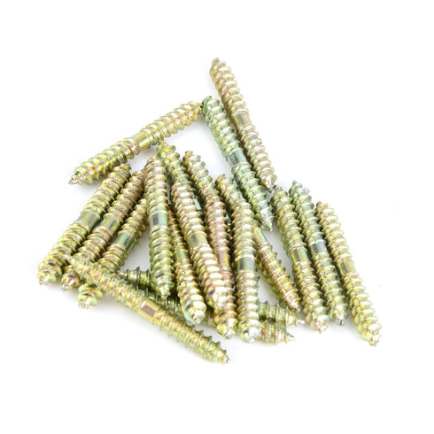 20pcs M5 40mm Dowel Iron Double Ended Zinc Plating Self-Tapping Thread to Wood Dowel