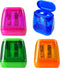 Manual 4PCS Colorful Compact Dual Holes Pencil Sharpeners with Lid, Portable for School Office