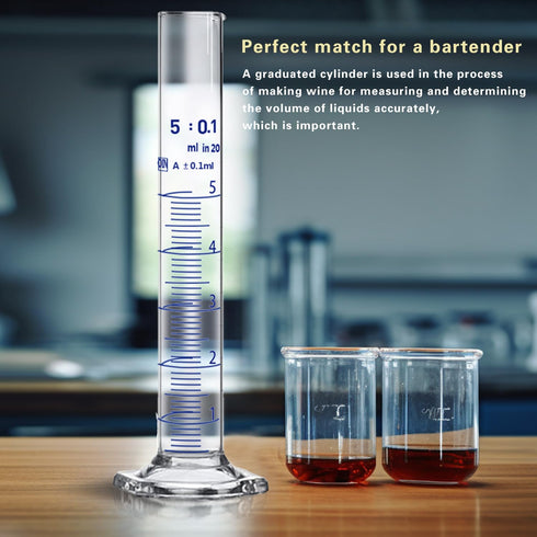 Thick Glass Graduated Cylinder 5ML with Hexagon Base and One Glass Dropper for Measuring Liquid