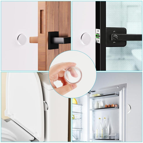 Door Stoppers for Wall, 1.65" Set of 8Pcs, Door Knob Wall Protector and 90pcs Cabinet Door Bumper Clear