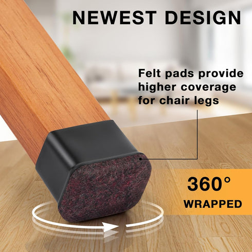 32 Pcs Rectangle Chair Leg Floor Protectors, Silicone Chair Leg Protectors for Hardwood Floors, High Elastic Chair Leg