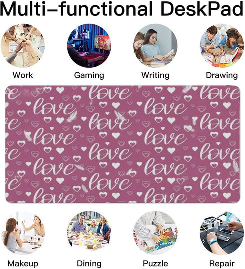 Generic 35. 4" 16. 5" Retro Cute Hearts Desk Mat Multifunctional Mouse Pad Long, Waterproof Dual Sided Desk Mat
