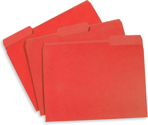 Blue Summit Supplies 200 Red File Folders, Letter Size, 1/3 Cut Tab for Easy File Storage