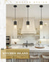 AD-24023-1P-BK Black Pendant Lights Kitchen Island, Modern Hanging Lights Fixtures with Cylinder Clear Glass