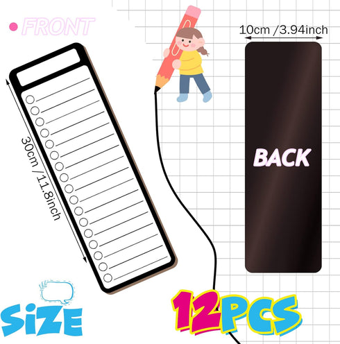 Set of 20 Magnetic Dry Erase Board Magnetic to Do List for Fridge 11.8 x 3.94'' Magnetic Notepads with Magnetic Erasable Pen and Magnetic Board Eraser for Grocery Kitchen Refrigerator(Black) by Outus
