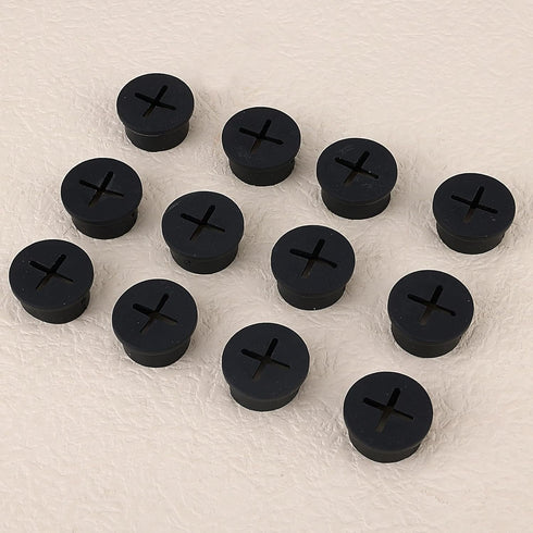 12pcs Cable Cord Grommet - 3/4 Inch Wire Hole Cover with Storage Case for Desk Wire Holders, Office Home School (Black)