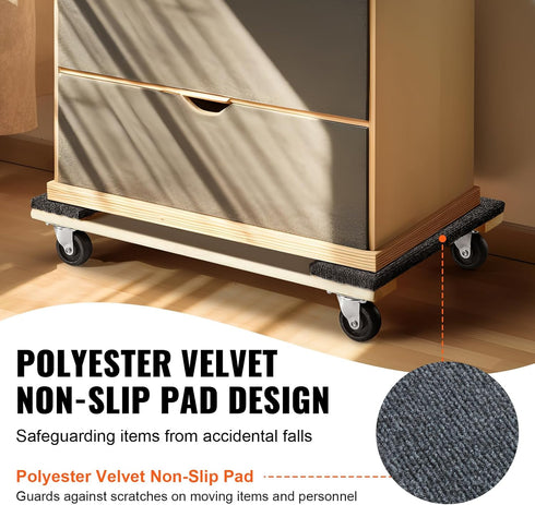 1000 lbs 18" 30", 4 3 1 Pack VEVOR Furniture Dolly, Load Capacity, x x PP Swivel Casters, Heavy Duty Hardwood Furniture