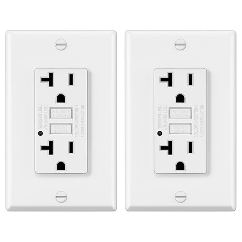 ELECTECK 2 Pack GFCI Outlets 20 Amp, Non-Tamper Resistant, Decor GFI Receptacles with LED Indicator