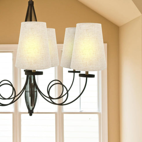 6X6X7 Inches E14 Bulb Linen Fabric Lampshade Beige Semi-Circle Heightened Design for Table and Pendant Lamp Decoration