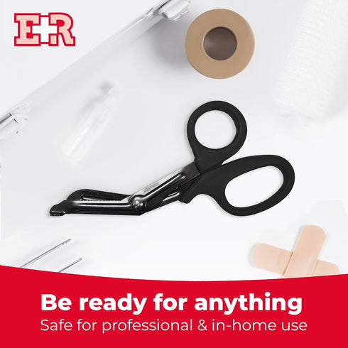 Ever Ready First Aid Titanium Bonded Bandage Shears, 7 1/4" Bent, Tactical Stealth Black