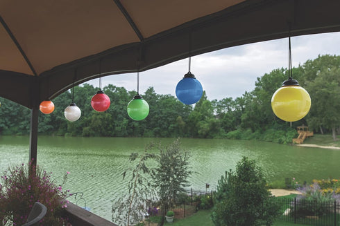 WP465 5" Globe Light, Battery Powered, Light Green, Automatic On and Off for Summer Patio