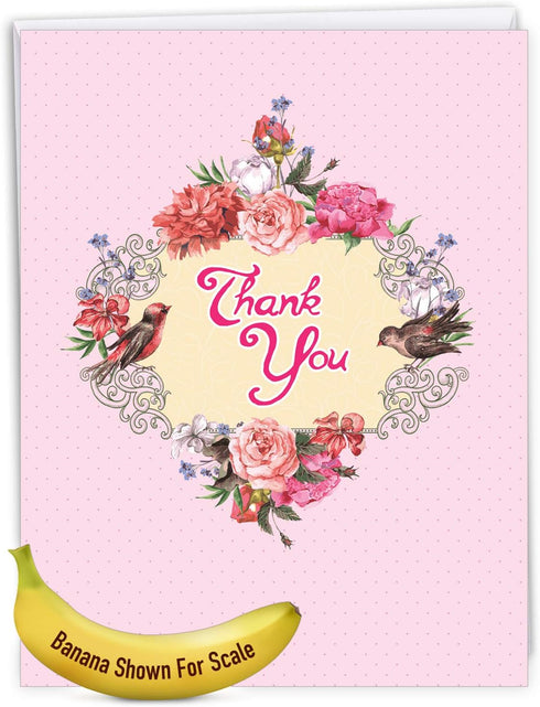 The Best Card Company Beautiful Thank You Card (8.5 x 11 Inch), Floral Gratitude Stationery with Envelope