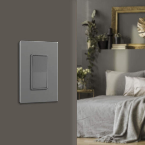 ENERLITES Grey Screwless Decorator Wall Plate, 1-Gang Size, Unbreakable Polycarbonate Thermoplastic, Glossy