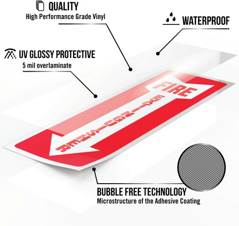 Fire Extinguisher Signs - 12 Pack Safety Sticker, 4" X 12", 5 Mil Vinyl, Bright Red and White, Weatherproof