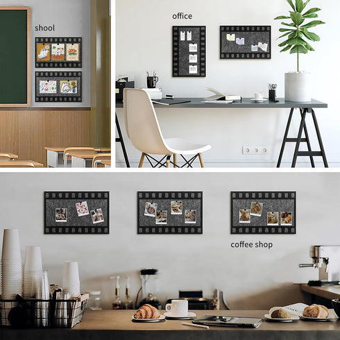 Filmstrip Felt Bulletin Board Self-adhesive Memo Display Pad for Wall - 32.6x21.6cm/13x8.5in with Pins