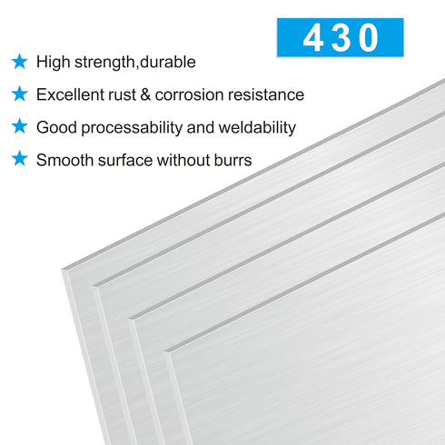 Tellyouwin 4PCS 8"x8"x1/32 0.8mm 430 Stainless Steel Metal Plates for Magnetic Mount Board Wall,Tickness Stainless