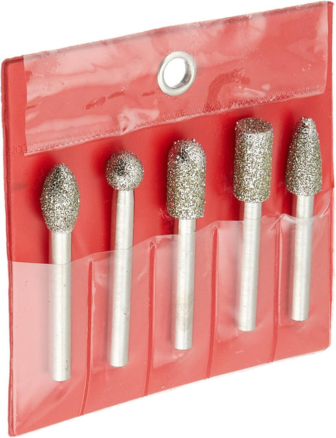 Big Horn 19391 5PC Diamond Burr Set - 1/4 Inch Shank, 50 Grit Coarse
