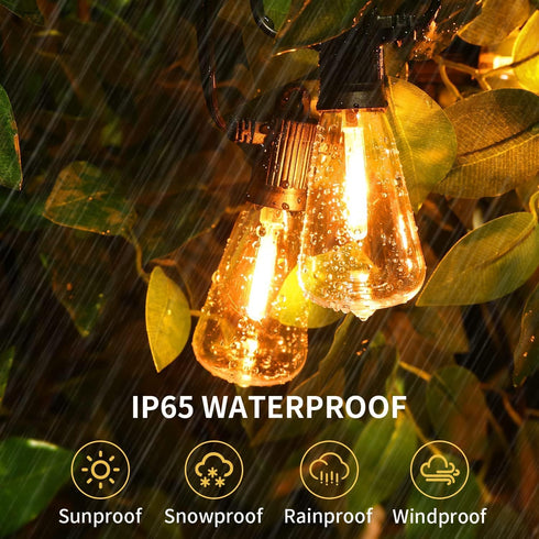 25 13 ST38 Bulbs, ZOTOYI Outdoor String Lights, FT Bistro Lights with Shatterproof LED Waterproof Connectable String