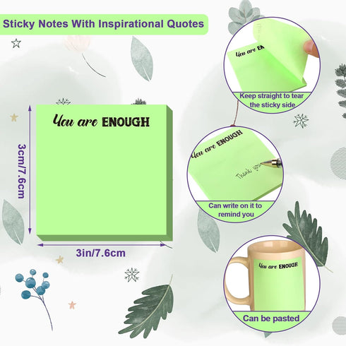Zonon 60 Pieces Inspirational Sticky Notes - 3 x 3 Inch Motivational Notepads for Teacher, Nurse, Coworkers