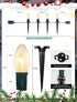 38Ft 25 C9 Christmas Pathway Lights Outdoor, Outdoor Xmas Decorations String Lights with Warm White Christmas Pathway