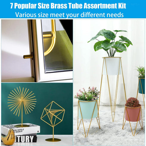 Brass Tube Tubing Set, 1mm to 4mm OD x 0.2mm Wall Thickness, 300mm Length, 14 Pieces