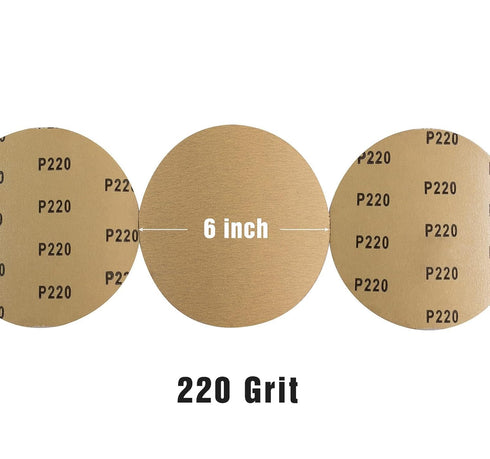 100 PCS 6 Inch PSA Sanding Discs, 220 Grit Self Adhesive Sticky-Back Sandpaper for Deburring and Blending