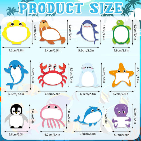 Yinder 24 Pads Cute Sticky Notes Cartoon Sticky Kawaii Sticky Notes Fun Sticky Notes Cute Notepads Sticky Note Pads Self Stick Memo Pad for Office Home Kids Students Roommates Tab (Ocean Animals)