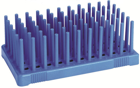 Heathrow Scientific HS24311B Peg Tube Rack, 50 Wells, Polypropylene, 14 to 17 mm, Blue (Pack of 2)