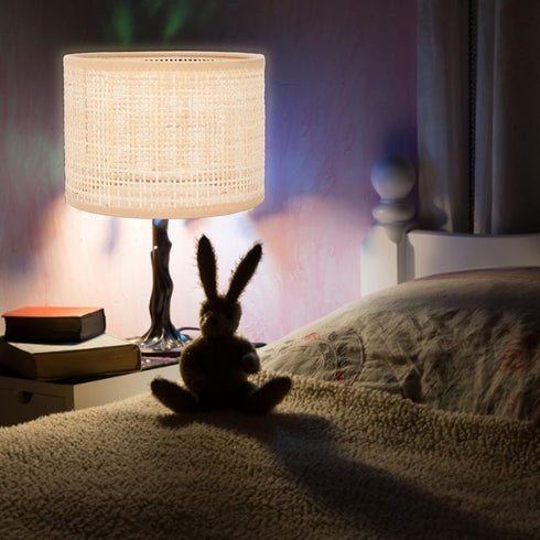 E27 E14 Rattan Lamp Shade Replacement Chandelier Handmade Dust Proof Lamp Covers Vintage Hanging Table Floor Light