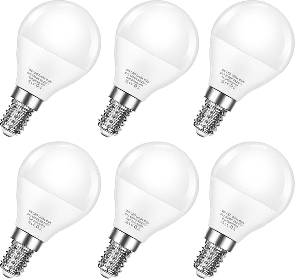 EvaStary Ceiling Fan Light Bulbs, 60W Equivalent E12 LED, 600LM Daylight 5000K, Non-dimmable, 6 Pack