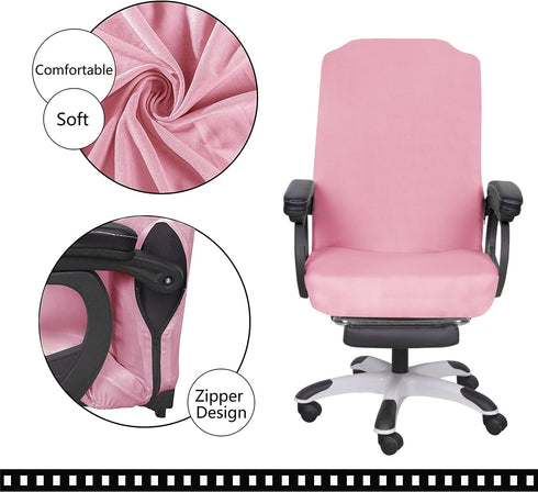 SARAFLORA Office Chair Cover- Large, Pink Removable Computer Chair Cover for Office Chair with Zipper for Universal