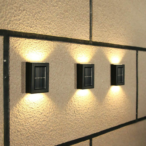 CALIDAKA 2 Pack LED Solar Wall Light - Up and Down Outdoor Security Lamps, IP65 Waterproof for Home Garden