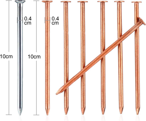 12 Pcs 4 Inch Long Copper Nails Spikes for Tree Killing, Stump Removal with 1 Pcs Steel Nails, Storage Box Included