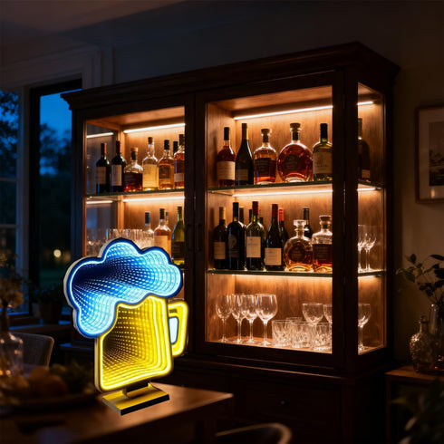 Pub,3xAA Beer Neon Sign for Home Battery or USB Powered Bar Neon Signs for Man Cave Pub Cocktails Party,Large Beer Cups