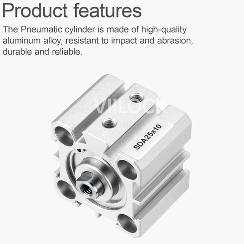 Pneumatic Air Cylinder 25mm Bore 10mm Stroke, Thin Air Cylinder Double Action Hydraulic Cylinders SDA 25 X 10