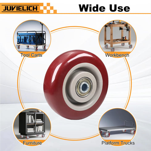 1Pc 3.5 Inch 3.5" 1.26" 3/8" Push Cart Wheels, x PU Caster Wheels Bearings Repair Kits with Axle, Heavy Duty