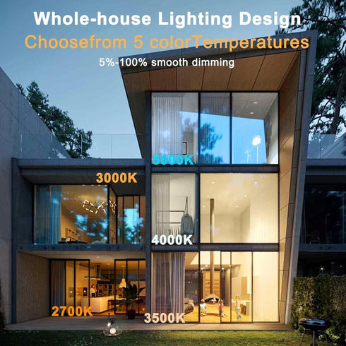 3 Inch 5CCT 2700K-6000K Dimmable, 10W, 1 Pack LTpro Recessed Lighting Gimbal LED, Waterproof Shower Light, Adjustable