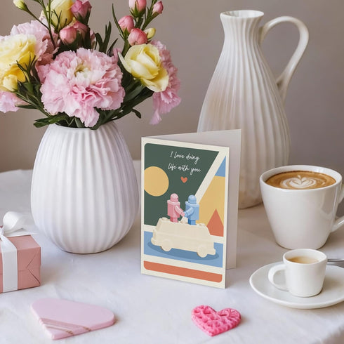 Oamiolek Funny Building Blocks Valentines Day Card, Romantic Anniversary Card for Men Women, Birthday Cards for Husband
