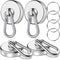 Magnetic Hooks Heavy Duty 150Lbs, 4 Pack Super Strong with Swivel Carabiner for Hanging