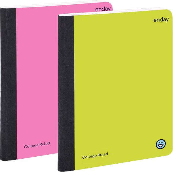 Enday Composition Notebooks – College Ruled Paper, Hard Cover, 100 Sheets, Pink and Yellow, 2 Pack
