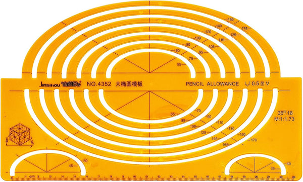 Large Oval Template Ruler, Geometric Drawing Template, Plastic Drafting Stencils for Office, School, Drawings