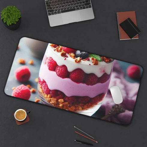GENERIC Raspberry Parfait Desk Mat with Violet Granola and Peach Yogurt Theme - Vibrant Colors for Adults